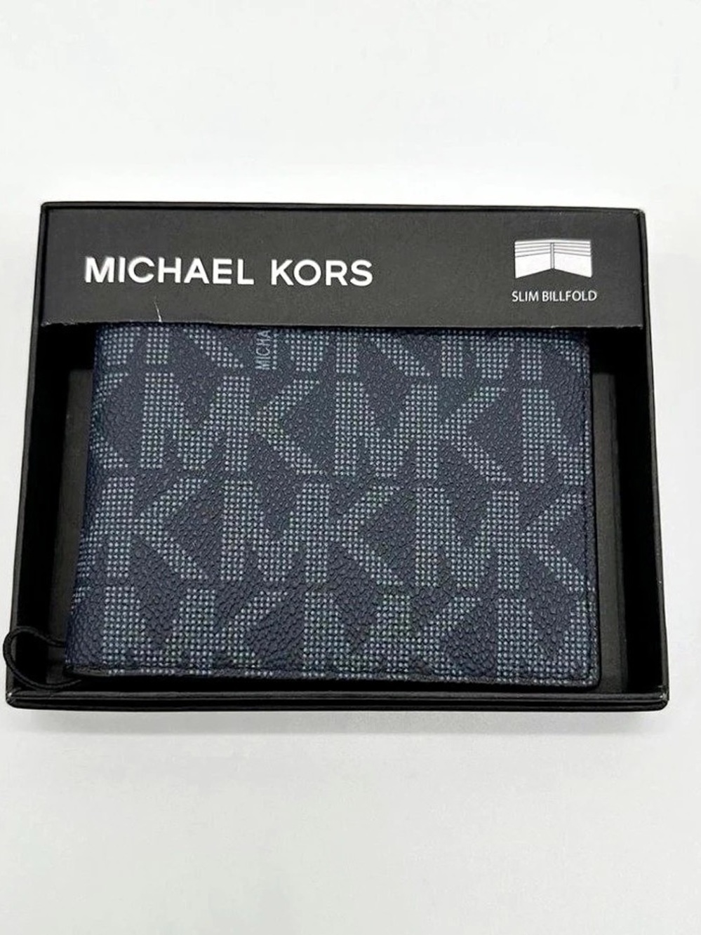 New Michael Kors Jet Set Logo Slim Billfold Wallet Black & Gray - Picture 2 of 7